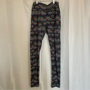 LULAROE Women’s Patterned Red Green Grey Leggings One Size